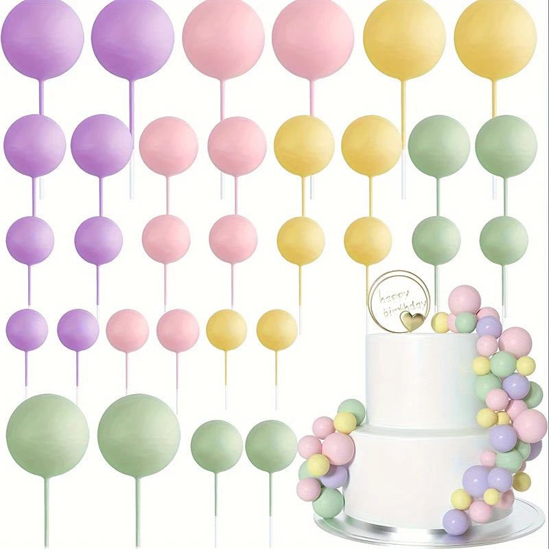20Pcs/Pack 4cm Ball Cake Topper Decorations Mini Balloons Cake Topper Sticks Gold Balls Cake Picks Cake Topper Balls Cake Decor
