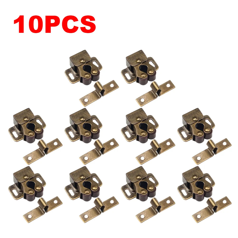 1-30PCS Magnetic Cabinet Door Clips Wardrobe Door Buckle Anti-Corrosion Dual Wheel Spring Fixed Lock Buckle Home Hardware Tools