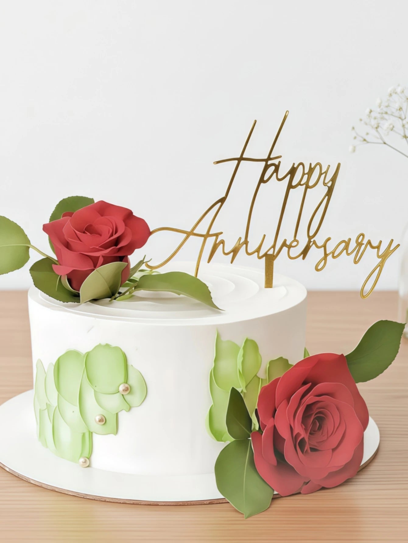 3/5pcs Cake Topper Decoration Happy Anniversary ,Wedding Anniversary Cake Decoration, Birthday Party Cake Decoration Supplies