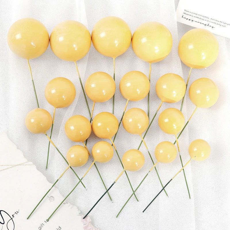 20Pcs/Pack 4cm Ball Cake Topper Decorations Mini Balloons Cake Topper Sticks Gold Balls Cake Picks Cake Topper Balls Cake Decor