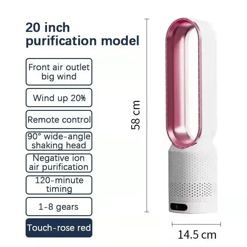 2025 Air Purification Circulation Bladeless Ultra-Quiet Dormitory Desk Floor Electric Fan Tower Bladeless