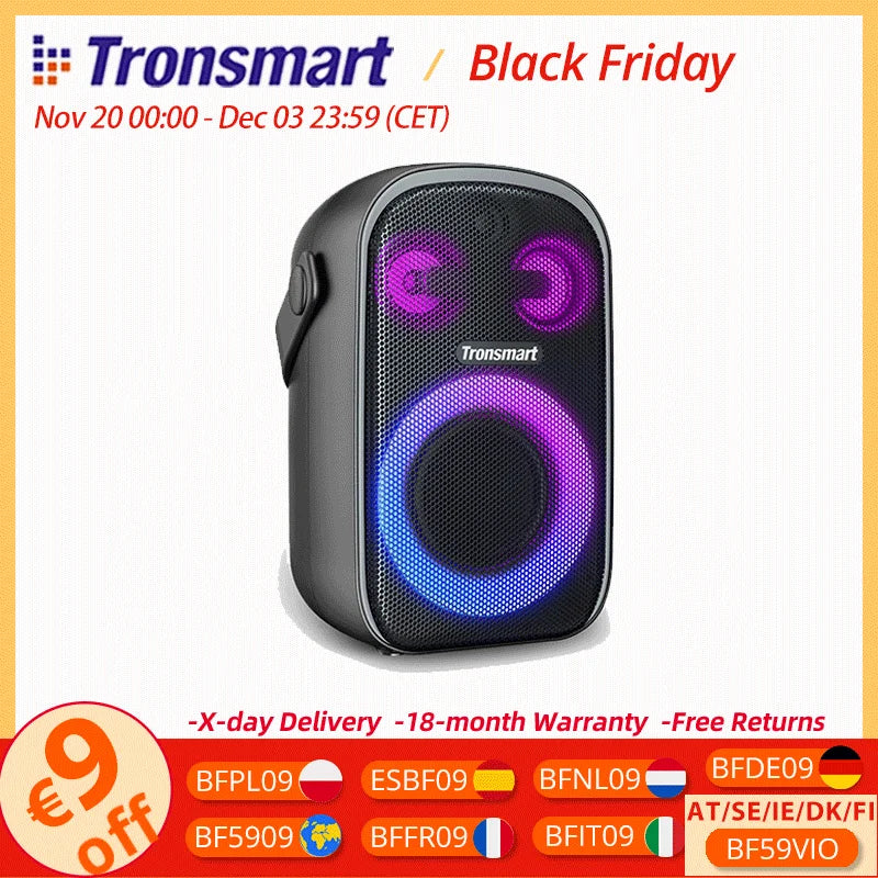 Tronsmart Halo 100 Speaker Bluetooth Portable Party Speaker with3-Way Sound System, Dual Audio Modes, App Control, for Outdoor