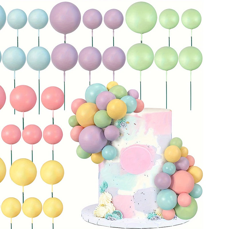 20Pcs/Pack 4cm Ball Cake Topper Decorations Mini Balloons Cake Topper Sticks Gold Balls Cake Picks Cake Topper Balls Cake Decor