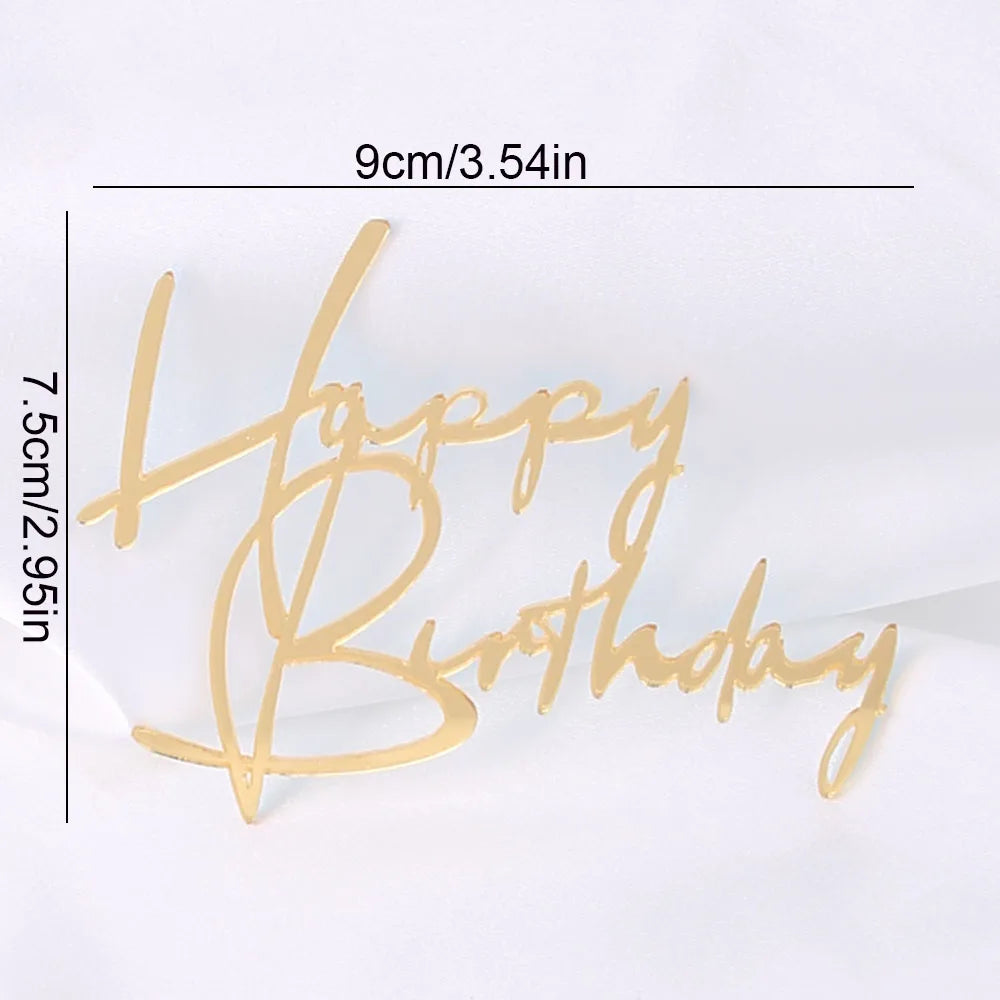 3PCS Acrylic Side Series Happy Birthday Cake Topper for Birthday Party Cake Decoration