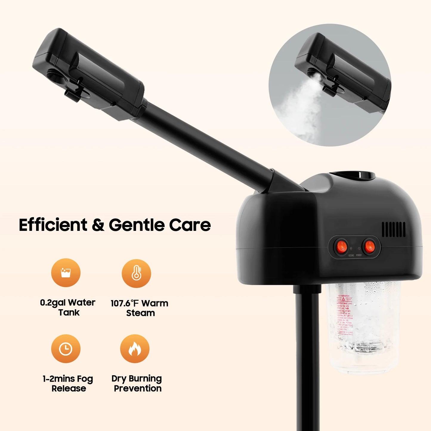 CE 800W Dual Function Facial Steamer Hot/Cold Mist 360° Adjustable Salon Grade Pore Care Anti Aging  Humidifier Ozone Steamer