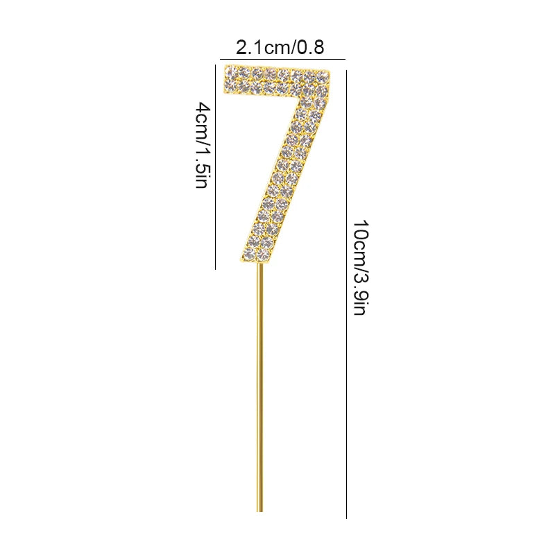 1Pc Gold Silver Glitter Alloy Number Cake Toppers Birthday 0-9 Digital Cakes Decor Wedding Party Baby Shower Dessert Decoration